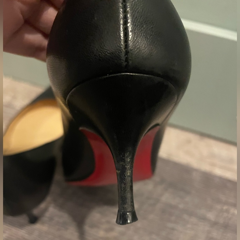Christian Louboutin matte Black Pointed Heels red bottom women’s shoes sz 6 / 36 - Picture 6 of 8